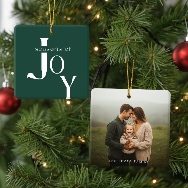 Arch Geometric Green Photo Christmas Ceramic Ornament (Creator Uploaded)