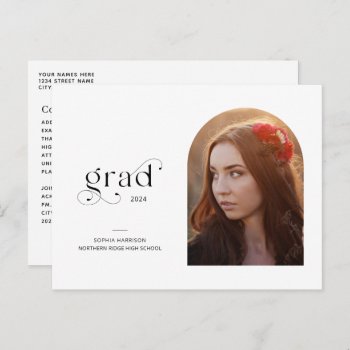 Arch Graduate Modern Typography 1-photo Graduation Postcard by dulceevents at Zazzle