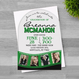 Arch Graduation Photo Filmstrip Green Frosted Acrylic Invitations