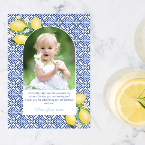 Arch Lemons Girl Birthday Party Photo Thank You Card