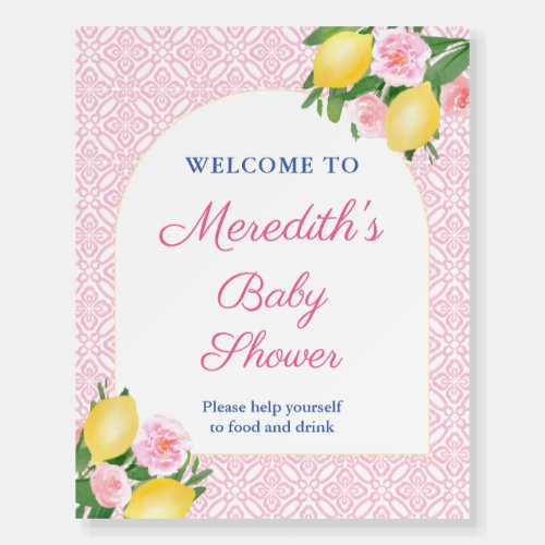 Arch Lemons Pretty Pink Baby Shower Welcome Sign
