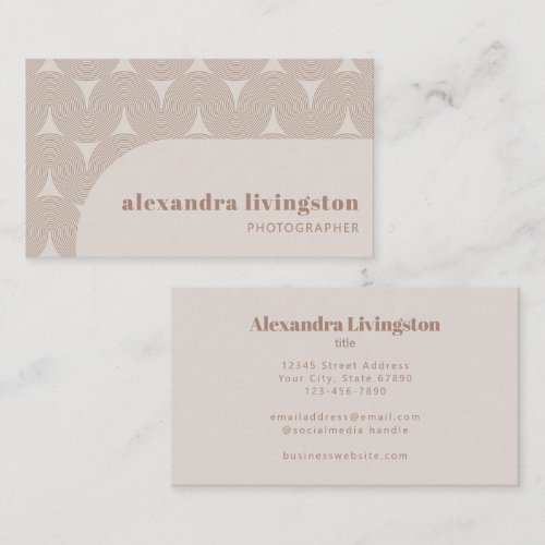 Arch Line Beige Tan Photographer Studio Business Card