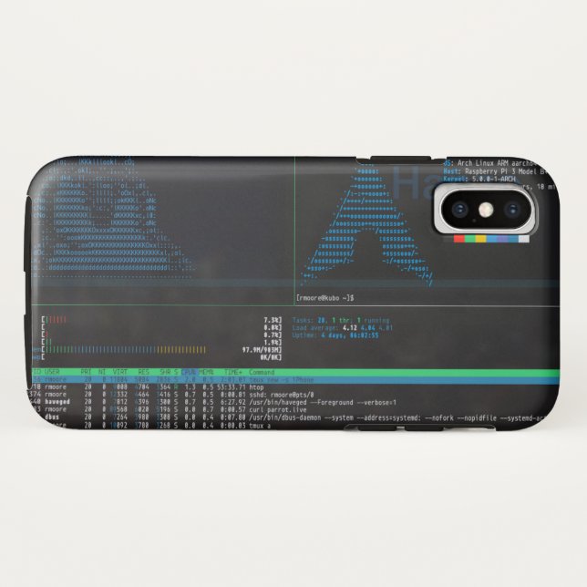 Arch Linux on RPi/tmux/htop/parrot iPhone Case (Back (Horizontal))