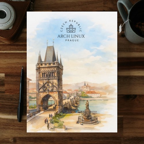Arch Linux, Prague, Czech Republic  | Watercolor Postcard
