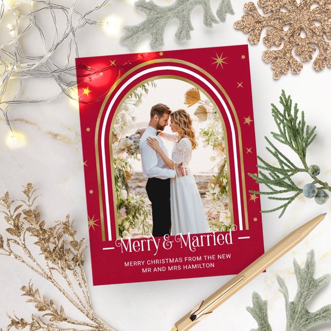  Arch Married & Merry Holiday Wedding Announcement (Creator Uploaded)