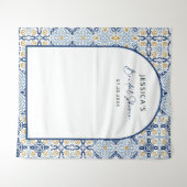 Arch Mediterranean Blue Bridal Shower Backdrop (Front (Horizontal))