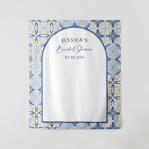 Arch Mediterranean Blue Bridal Shower Backdrop