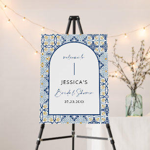 Arch Mediterranean Blue Tiles Bridal Shower Sign