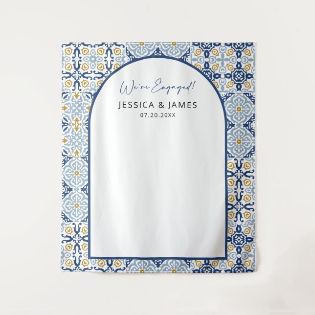 Arch Mediterranean Tile Engagement Photo Backdrop (Front)