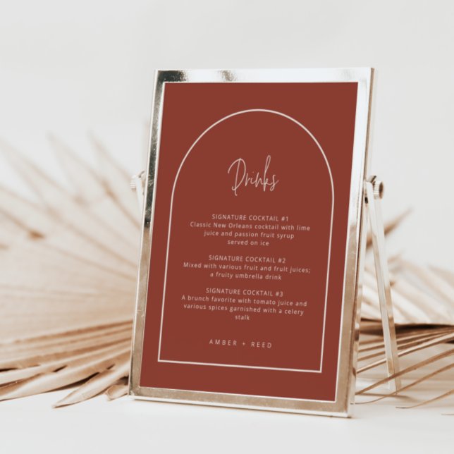 Arch Minimal Script Terracotta & Cream Drinks Menu (Creator Uploaded)
