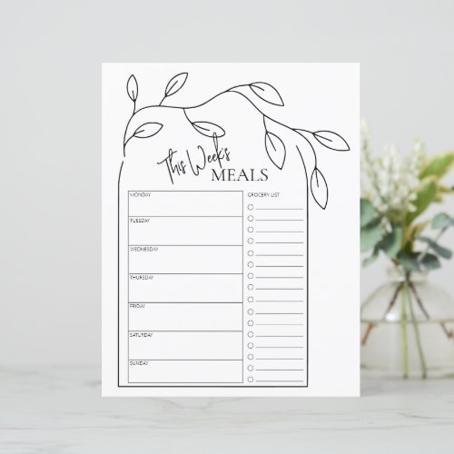 Arch Minimal Script Text Weekly Meal Planner