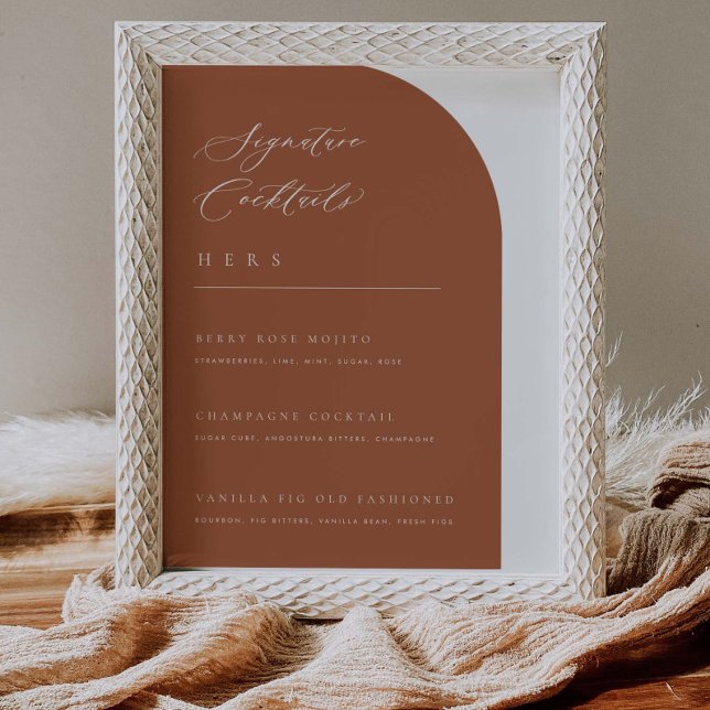 Arch Minimal Signature Cocktails Wedding Bar Menu Poster (Creator Uploaded)
