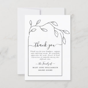 Arch Minimal Text Script Funeral Thank You Card