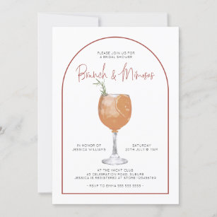 Arch Minimalist Brunch & Mimosas Bridal Shower Inv Invitation