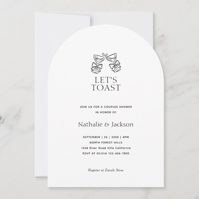 Arch Minimalist Champagne Couple Shower Bridal Invitation (Front)