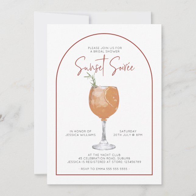 Arch Minimalist Cocktail Bridal Shower Invitation (Front)