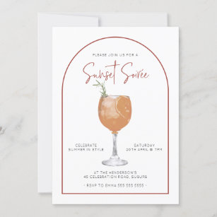 Arch Minimalist Cocktail Sunset Summer Soiree Invitation