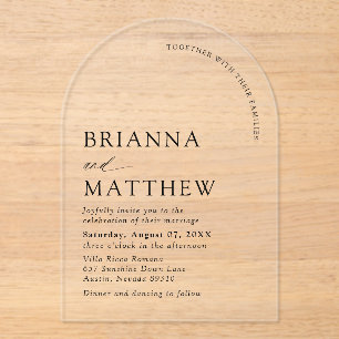 Arch Modern Black & White Minimalist Wedding Acrylic Invitations
