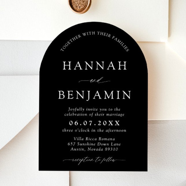 Arch Modern Black & White Minimalist Wedding Invitation (Creator Uploaded)