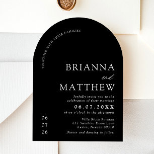 Arch Modern Black & White Minimalist Wedding Invitation