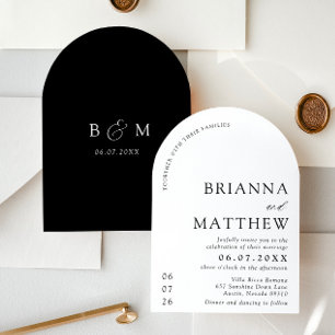Arch Modern Black & White Minimalist Wedding Invitation