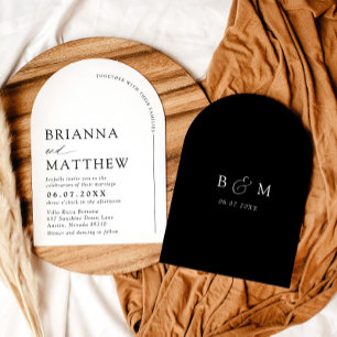 Arch Modern Black & White Minimalist Wedding Invitation
