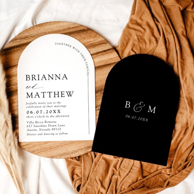 Arch Modern Black & White Minimalist Wedding Invitation (Arch Modern Black & White Minimalist Wedding Invitation)