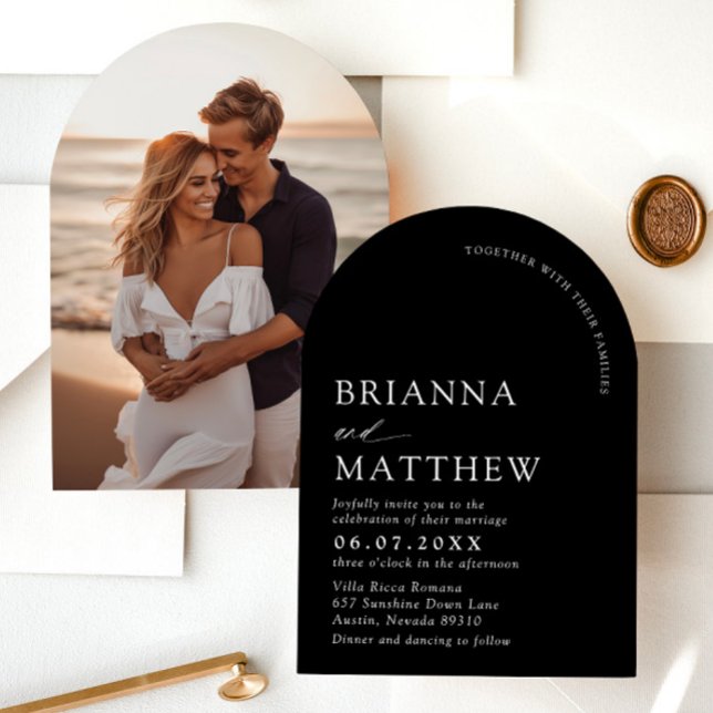 Arch Modern Black & White Minimalist Wedding Invitation (Arch Modern Black & White Minimalist Wedding Invitation)