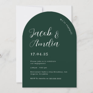 Arch Modern Green Emerald Engagement Party Invitation