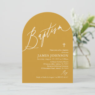 Arch Modern Minimalist Mustard Yellow Baptism Invitation
