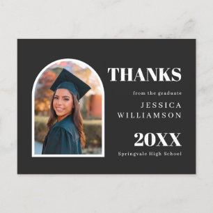 Arch Modern Minimalist Photo Graduation Thank You Postcard