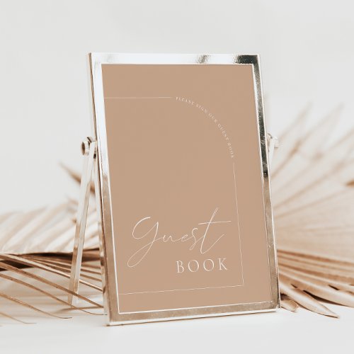 Arch Modern Tan Guest Book Wedding Sign Invitation