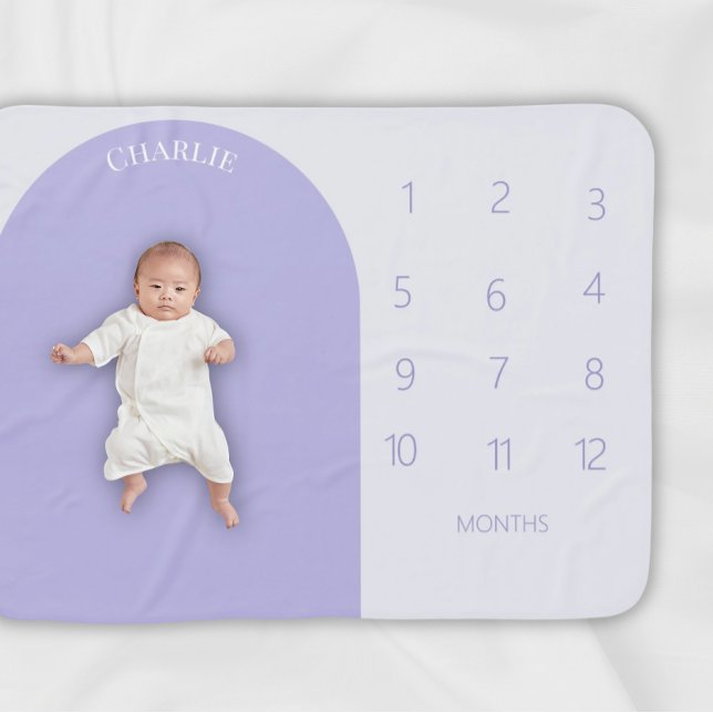 Arch Monthly Milestone Blanket Custom Name (Arched Month Milestone Baby Blanket - Custom Name )