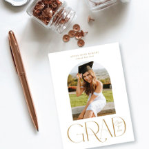 Arch One Photo White Graduation Announcement