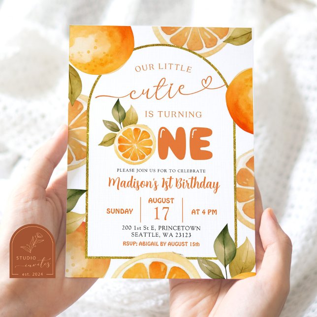 Arch Oranges Our Little Cutie First Birthday Invitation (Creator Uploaded)