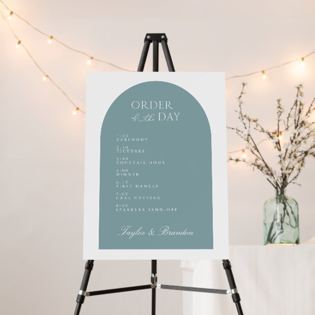 Arch Order of Day Wedding Event Time Welcome Sign  (In Situ (Stand))