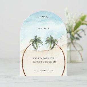 Arch Palm Tree Tropical Beach Destination Wedding Save The Date