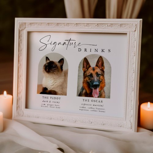 Arch Pet Photo Signature Drinks Wedding Bar Sign