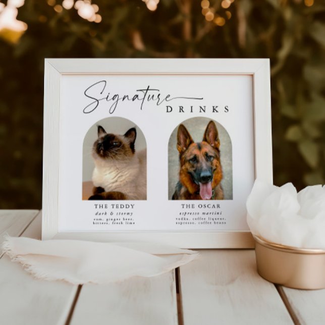 Arch Pet Photo Signature Drinks Wedding Bar Sign (Creator Uploaded)