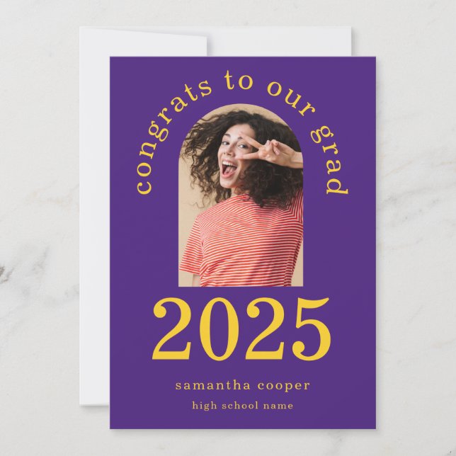 Arch Photo 2024 Graduation Purple Graduation  Announcement (Front)