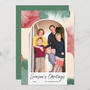 Arch Photo Abstract Watercolor Christmas Holiday Card