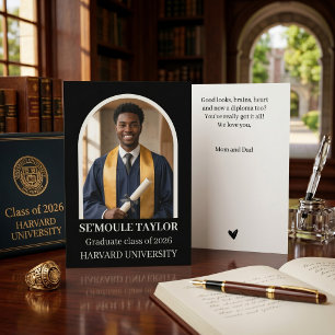 Arch Photo African American Graduate Modern Black  Card