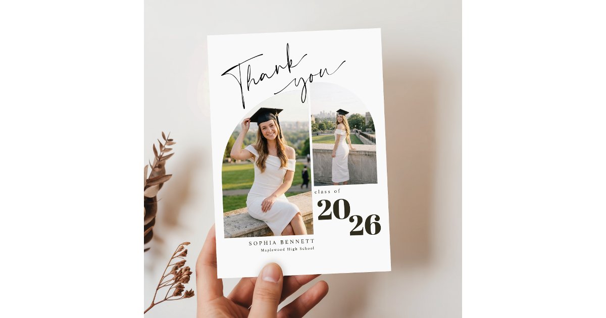 Arch Photo Collage Graduation Party Thank You Postcard | Zazzle