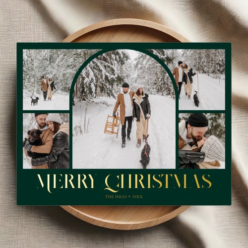 Arch Photo Collage Merry Christmas Foil Holiday