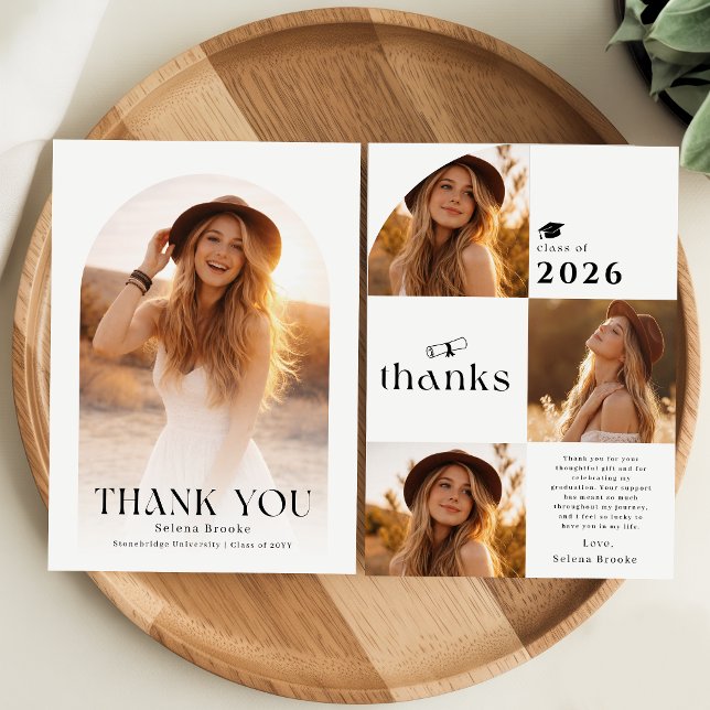 Arch Photo Collage Script Graduation Thank You Invitation (Creator Uploaded)