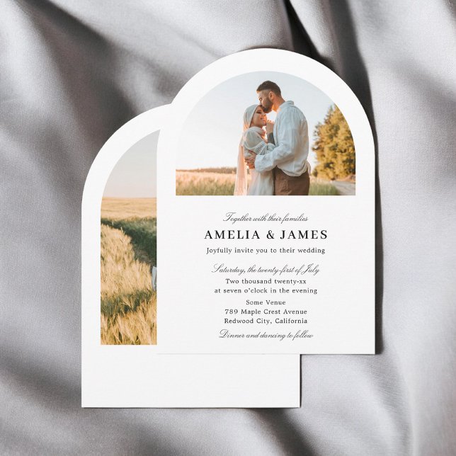 Arch Photo Elegant Calligraphy Wedding Invitation (Creator Uploaded)