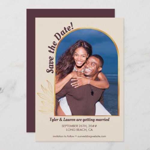 Arch Photo Gold Leaf Cream Wedding Save The Date