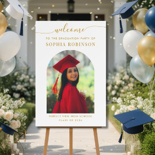 Arch Photo Gold Script Grad Party Welcome Sign