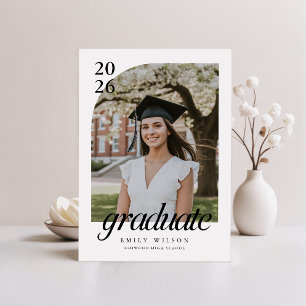 Arch Photo Graduation Black and White Announcement Postcard