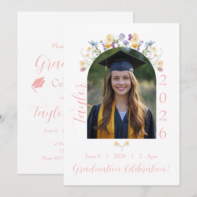 Arch Photo Graduation Botanical Invitation 2026 (Front/Back)